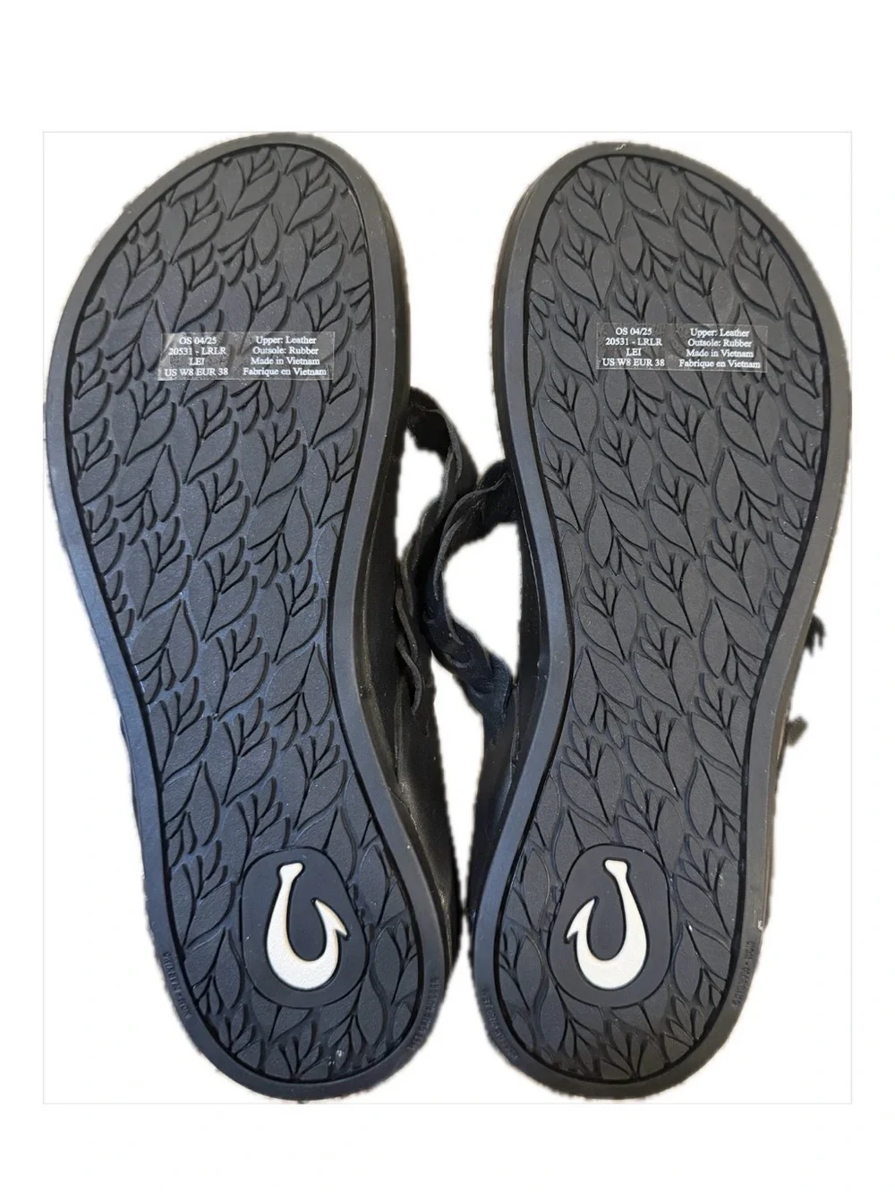 OluKai Lei Braided Leather Thong Sandals / Flip Flops - Black Size 8 - Picture 14 of 14
